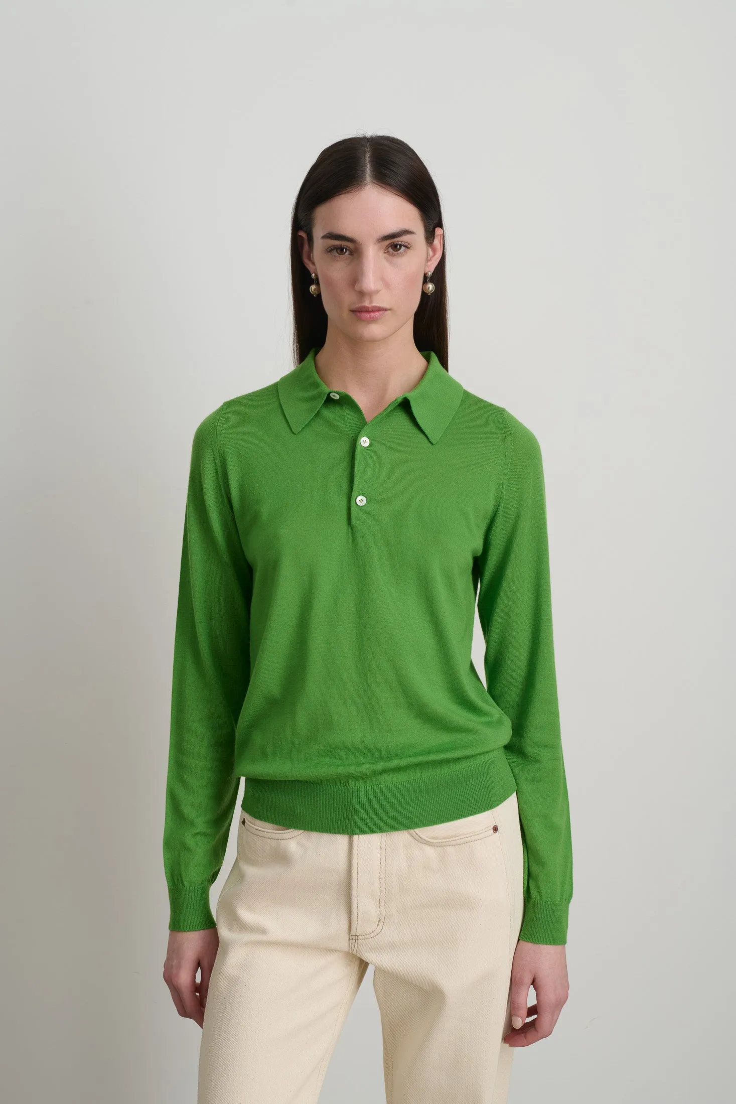 Knit Polo Green Merino Wool sold by B Sides Jeans product image thumbnail 4
