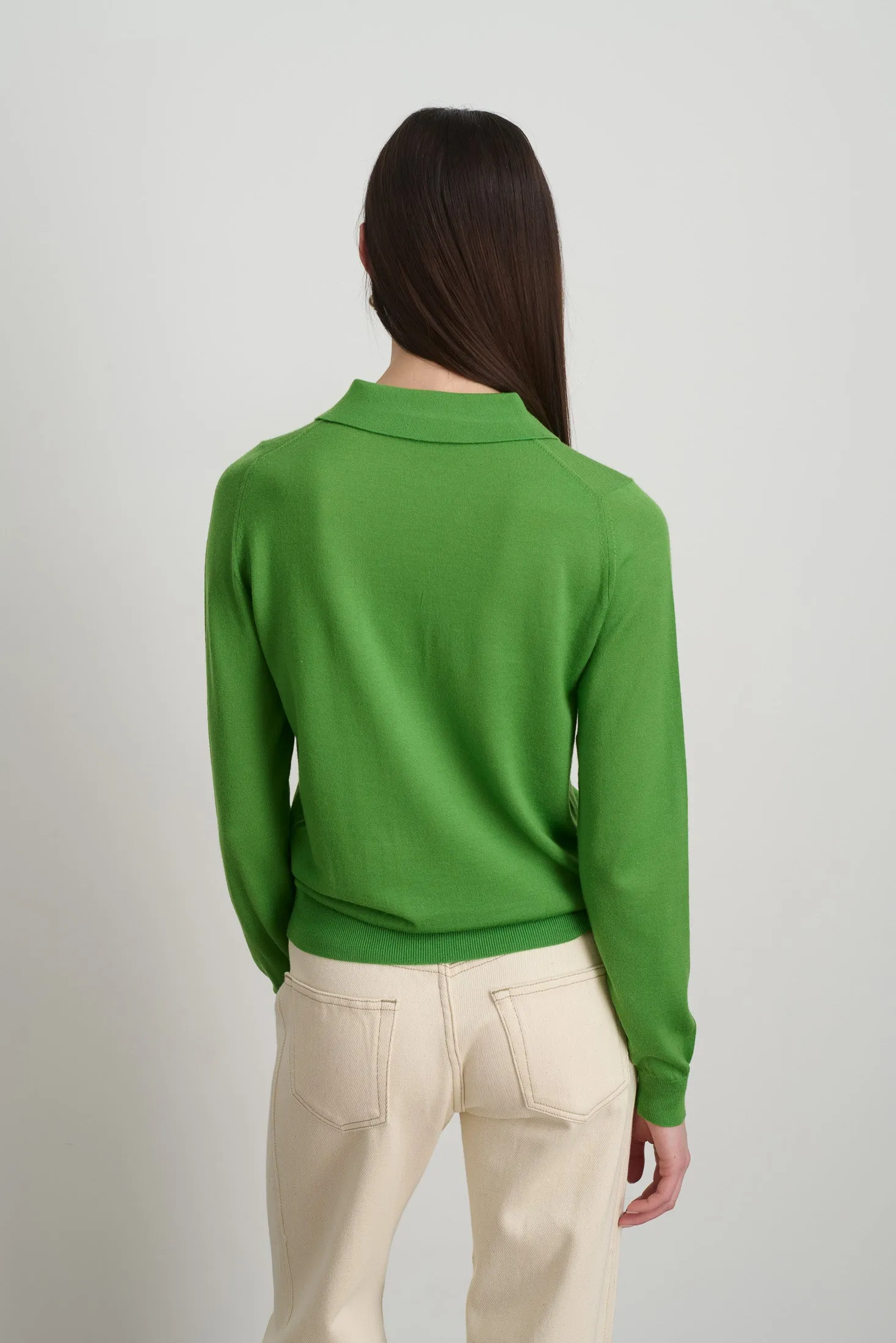 Knit Polo Green Merino Wool sold by B Sides Jeans product image thumbnail 5