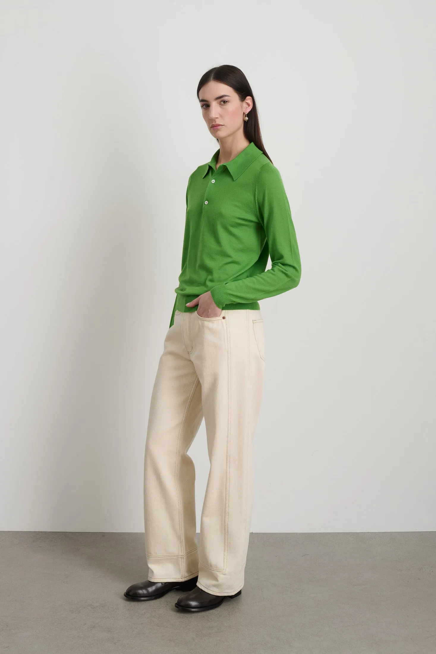 Knit Polo Green Merino Wool sold by B Sides Jeans product image thumbnail 2