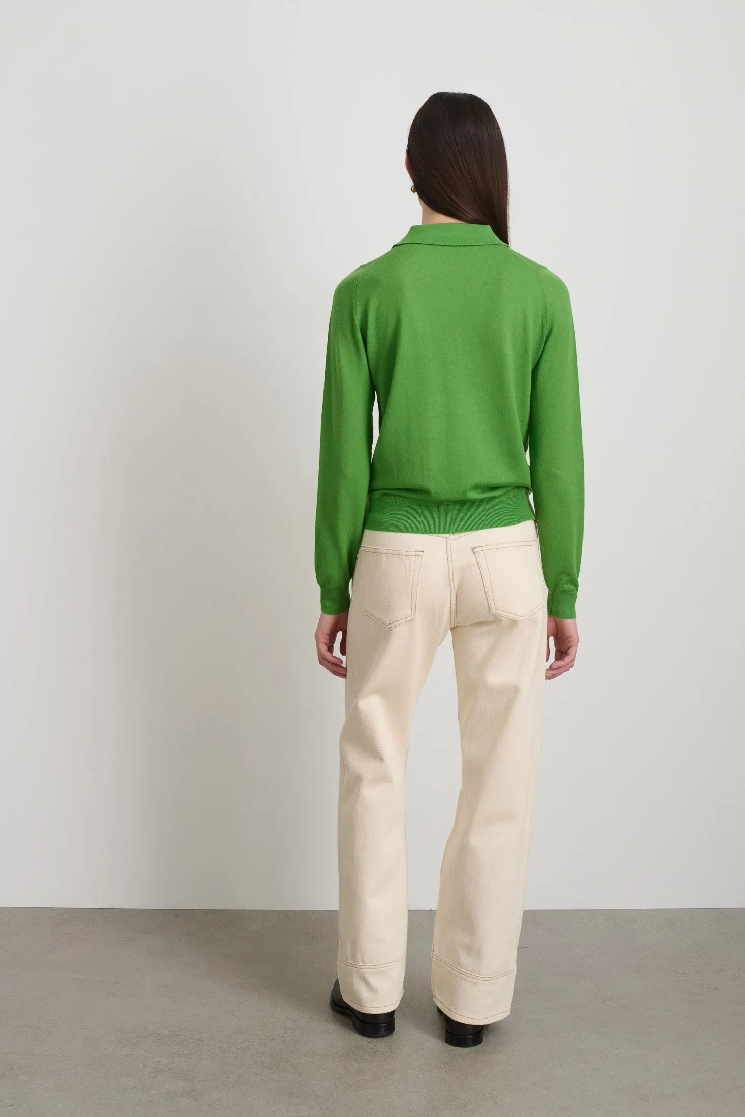 Knit Polo Green Merino Wool sold by B Sides Jeans product image thumbnail 3