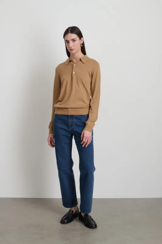 Knit Polo Camel Merino Wool made by B Sides Jeans