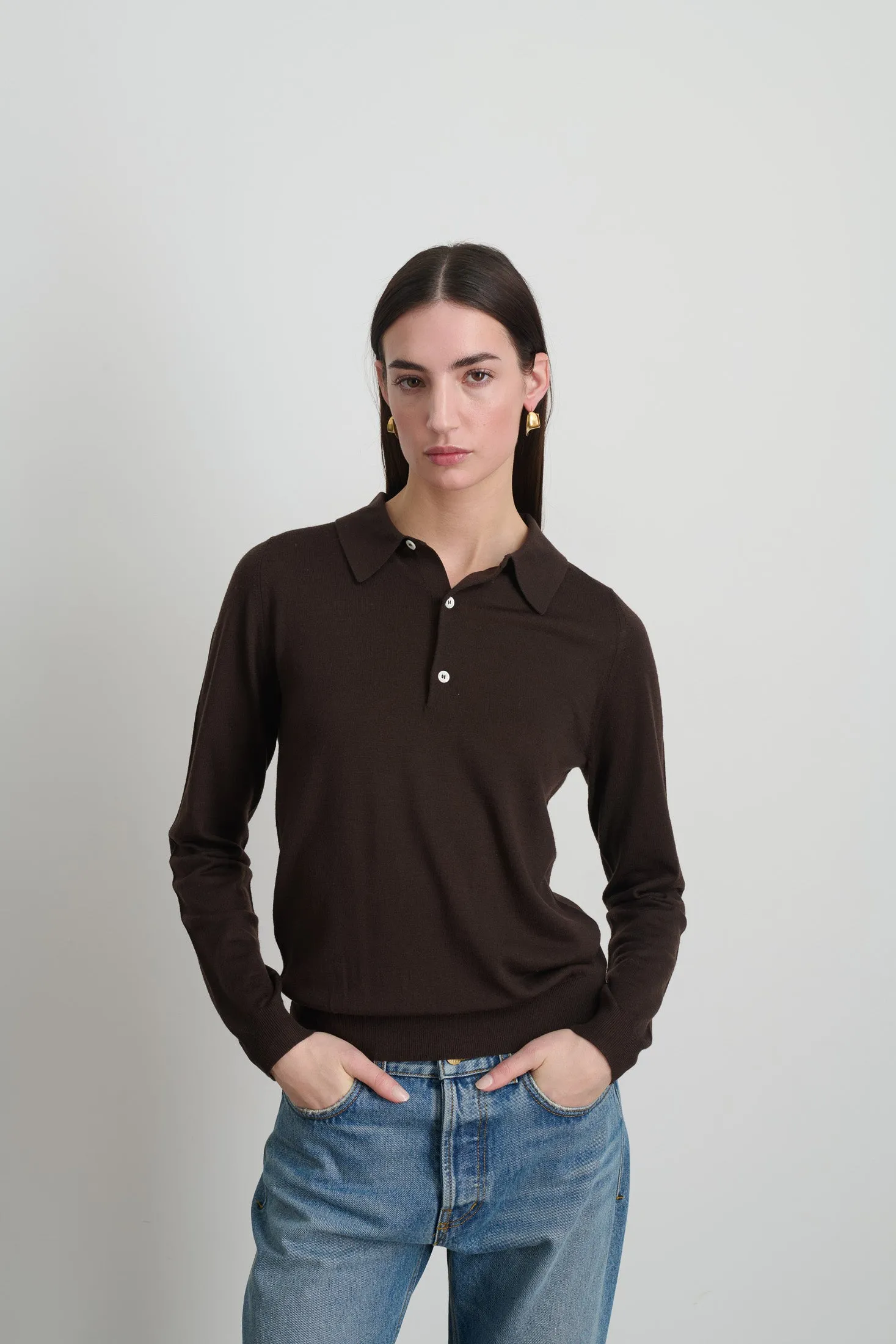Knit Polo Brown Merino Wool sold by B Sides Jeans product image thumbnail 4