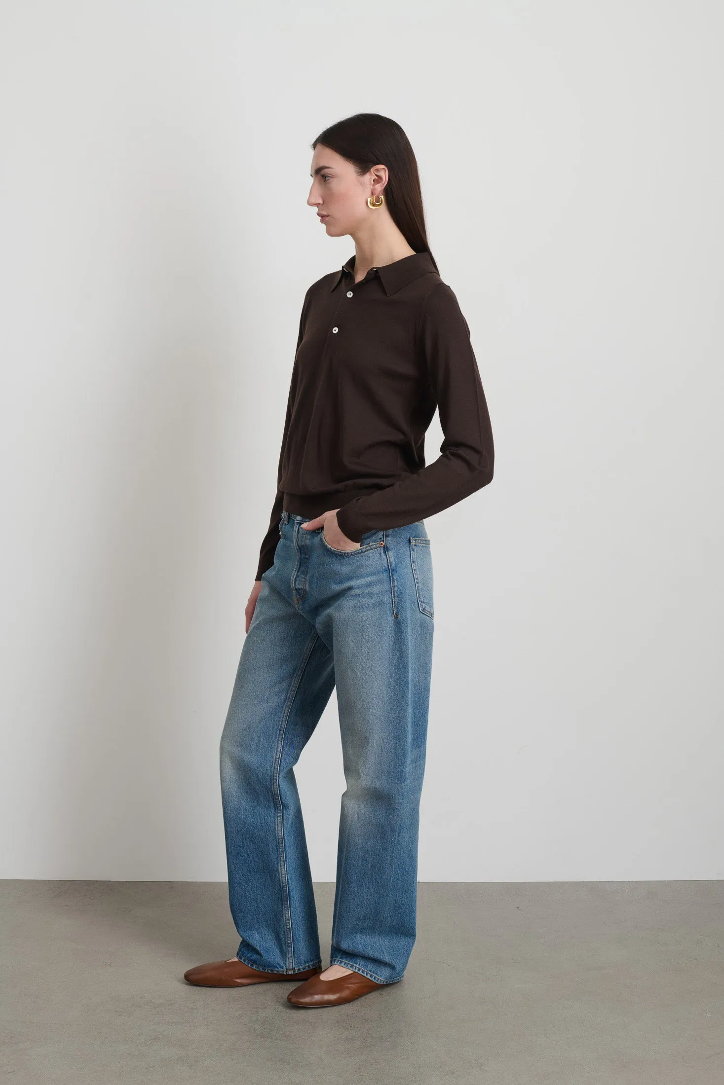 Knit Polo Brown Merino Wool sold by B Sides Jeans product image thumbnail 2