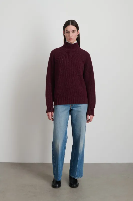 Funnel Neck Burgundy Donegal sold by B Sides Jeans