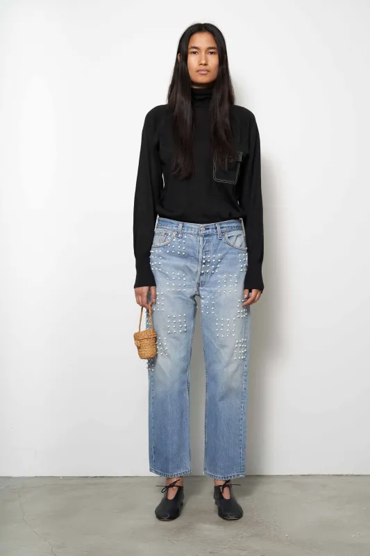 Vintage French Knot Checker Jean made by Vintage