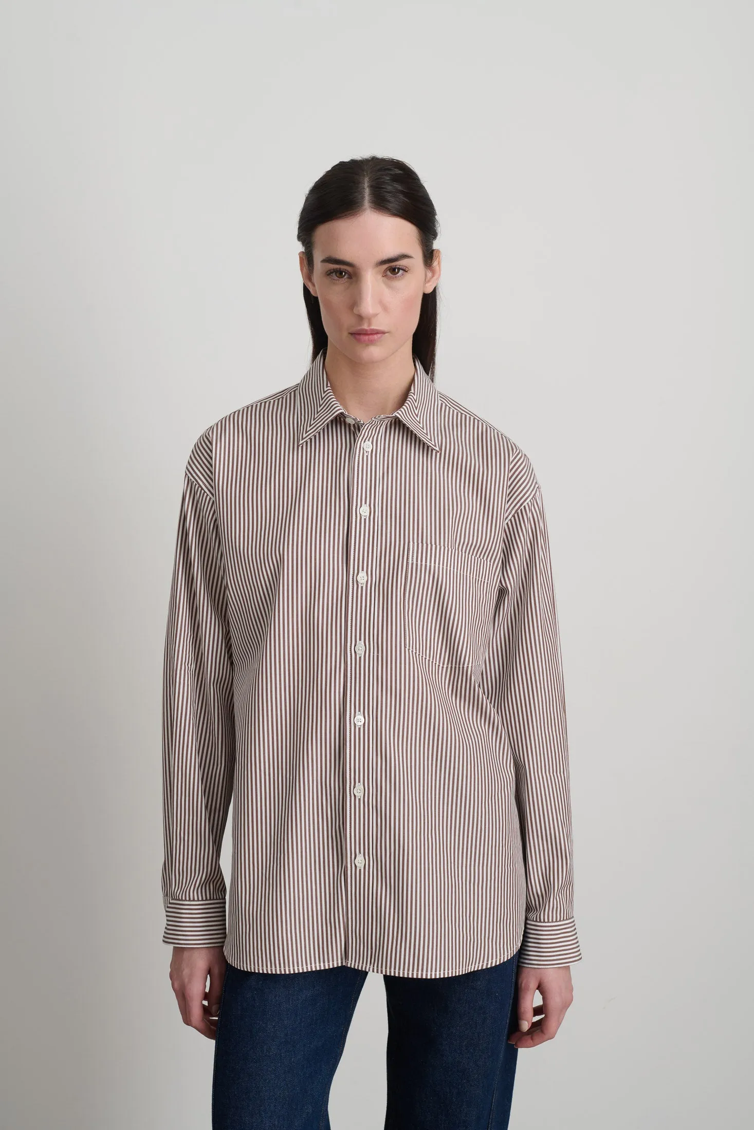 Nolan Shirt Brown and White Stripe sold by B Sides Jeans product image thumbnail 4