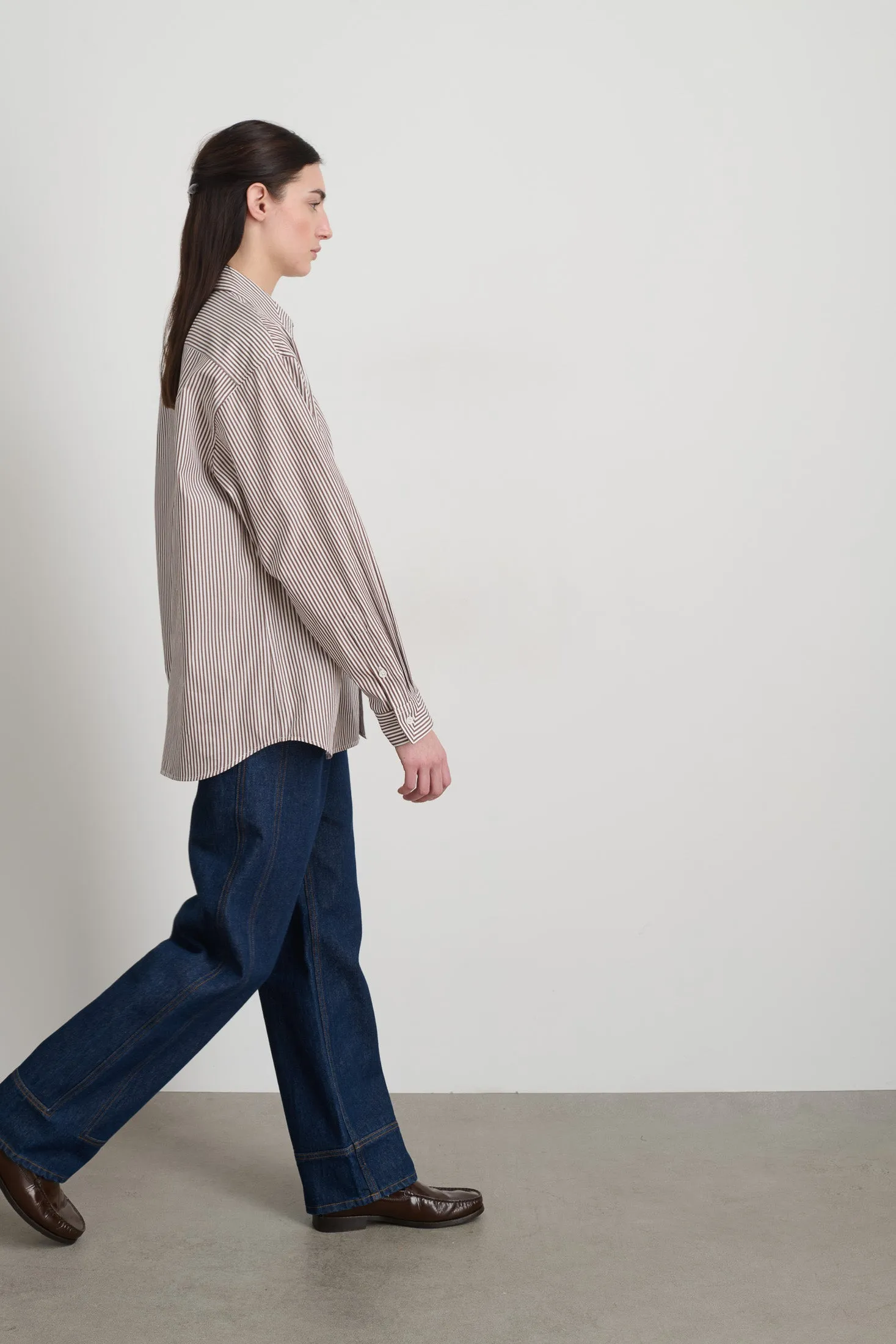 Nolan Shirt Brown and White Stripe sold by B Sides Jeans product image thumbnail 3