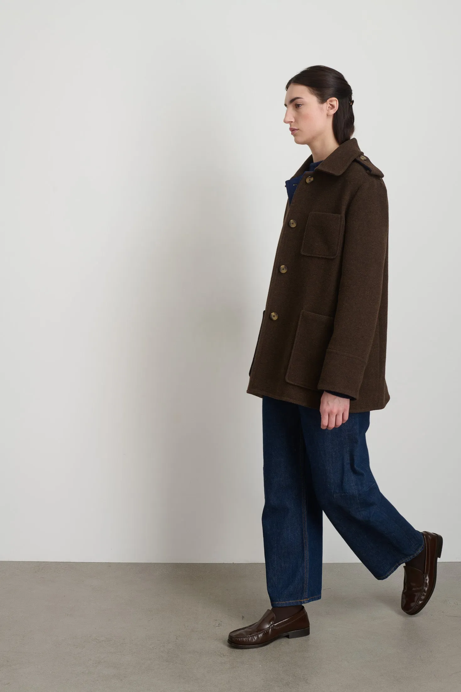 Tonne Wool Coat Marine/Brown Doubleface sold by B Sides Jeans product image thumbnail 4