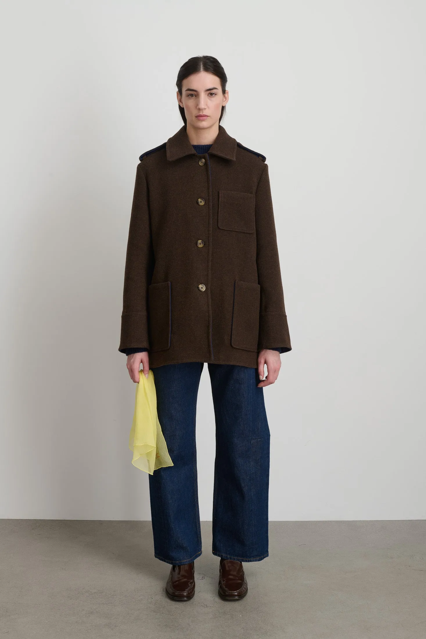 Tonne Wool Coat Marine/Brown Doubleface sold by B Sides Jeans product image thumbnail 5