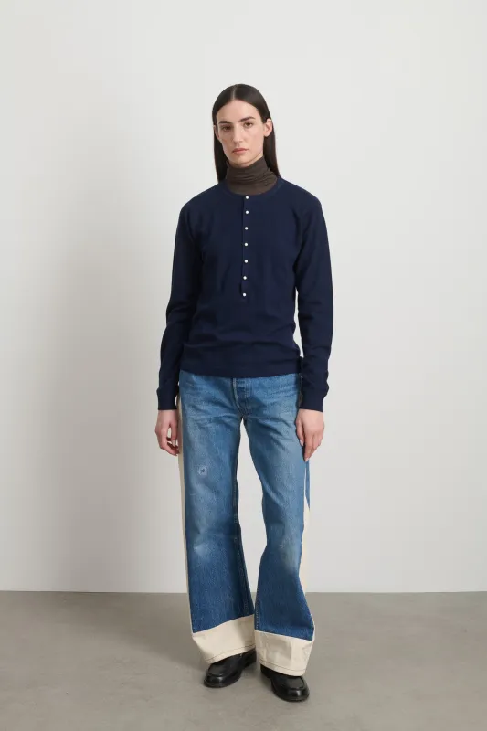 Moore Henley Marine Superfine Merino sold by B Sides Jeans