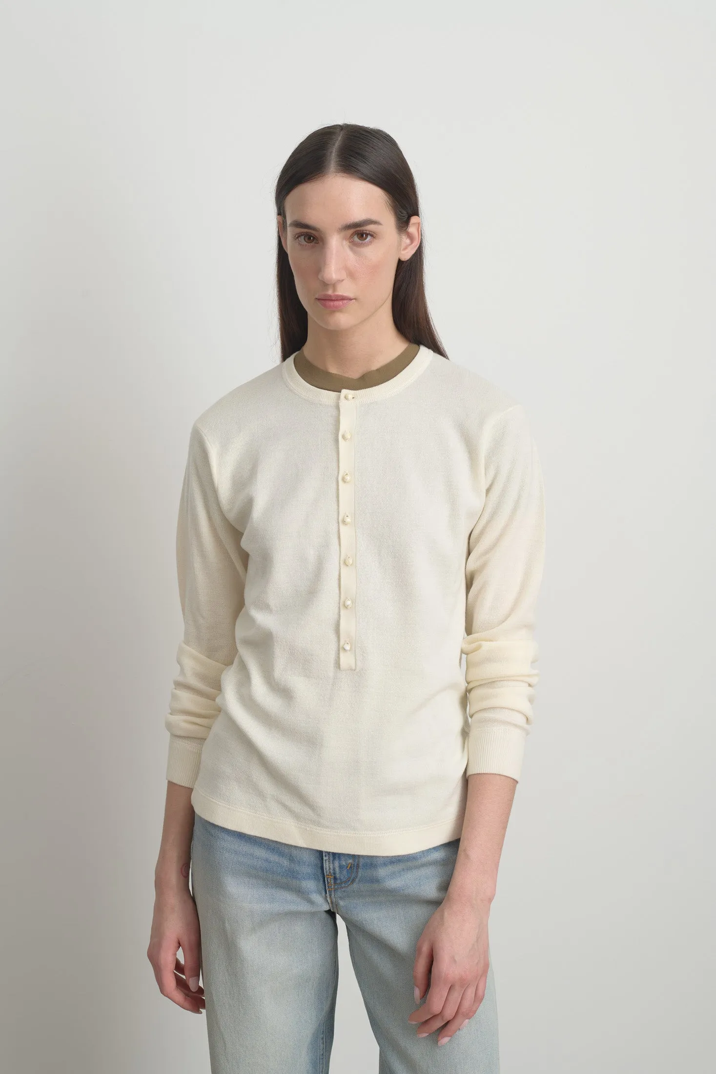 Moore Henley Cream Superfine Merino sold by B Sides Jeans product image thumbnail 5