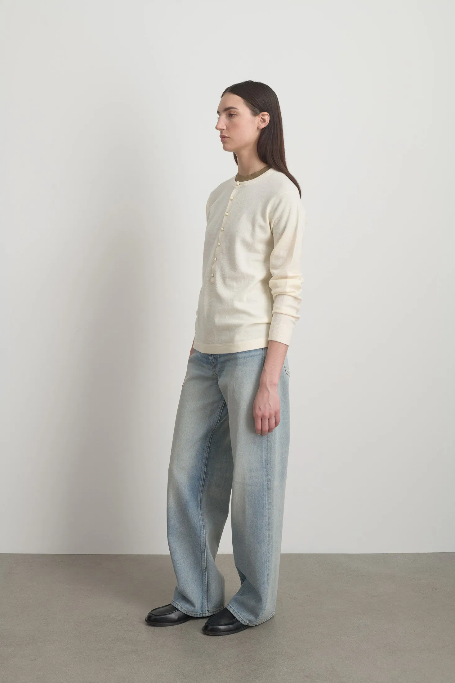 Moore Henley Cream Superfine Merino sold by B Sides Jeans product image thumbnail 2