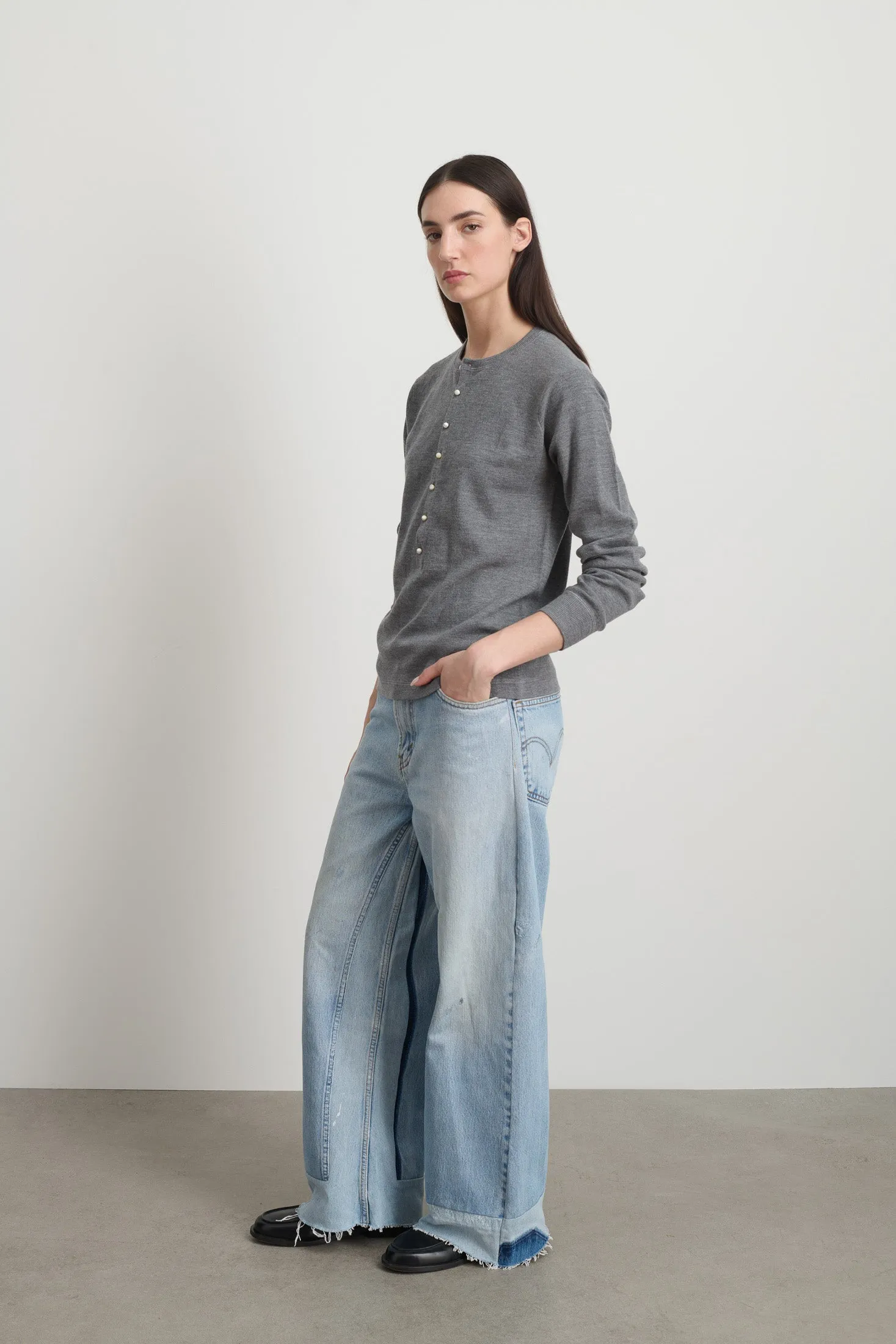 Moore Henley Heather Grey Super Fine Merino sold by B Sides Jeans product image thumbnail 2