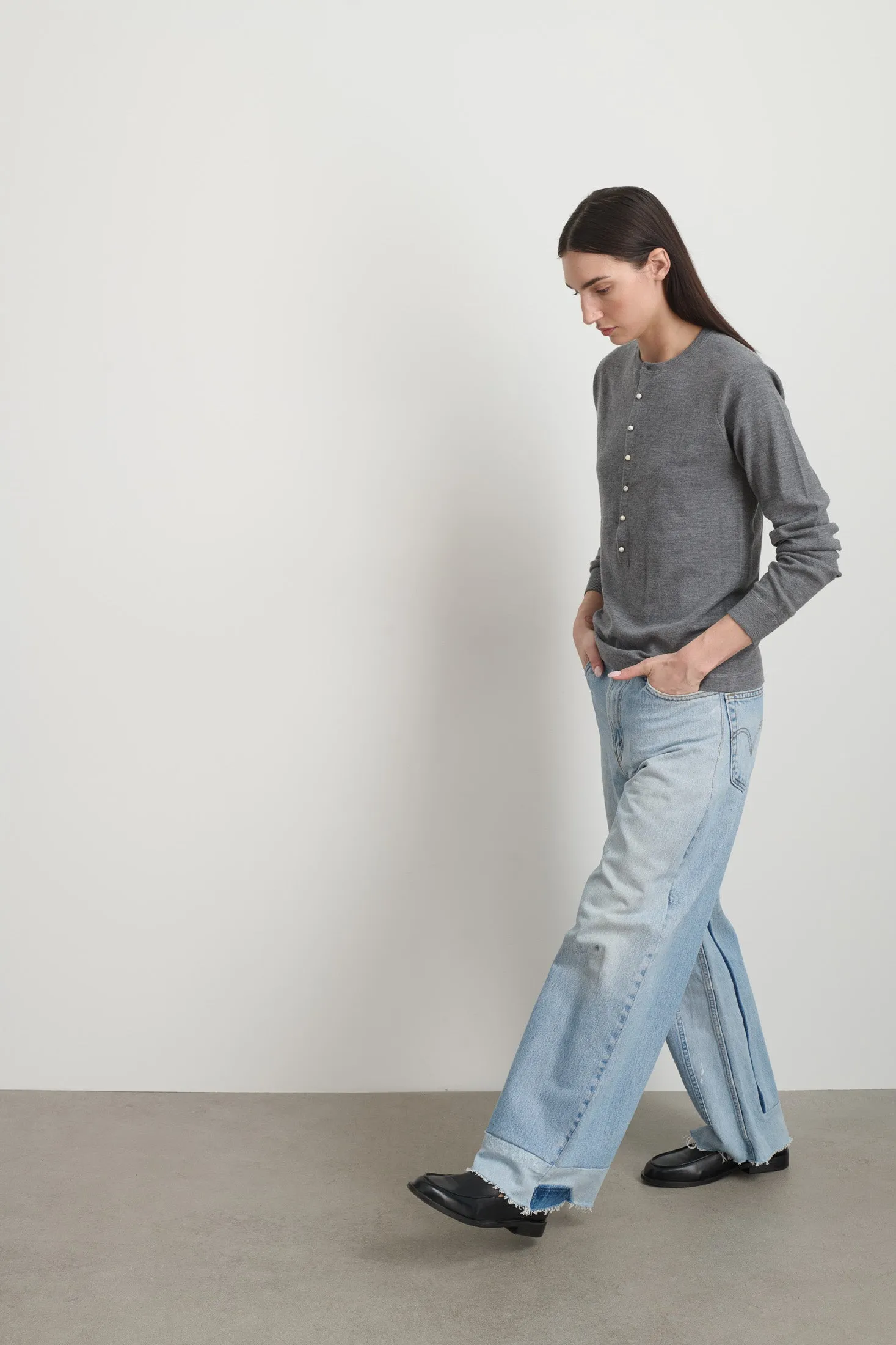 Moore Henley Heather Grey Super Fine Merino sold by B Sides Jeans product image thumbnail 4