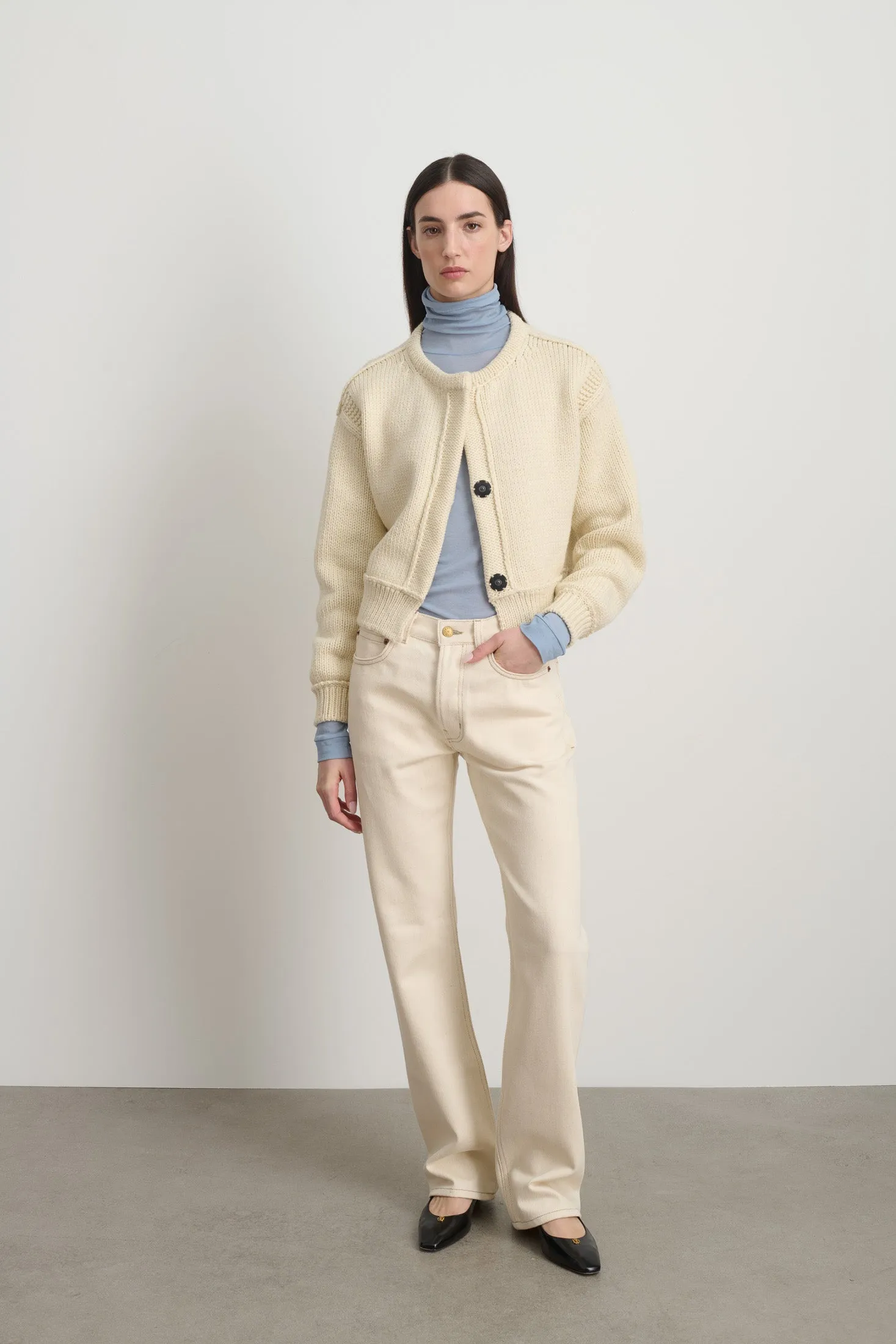 Warren Cardigan Ivory Wool sold by B Sides Jeans