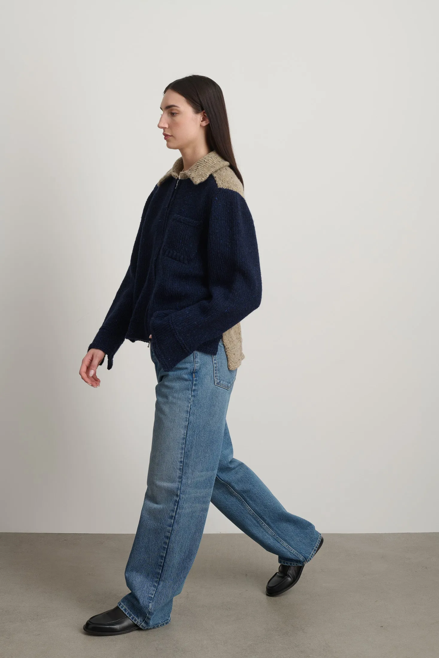 Zip Knit Jacket Marine / Sand Donegal sold by B Sides Jeans product image thumbnail 5