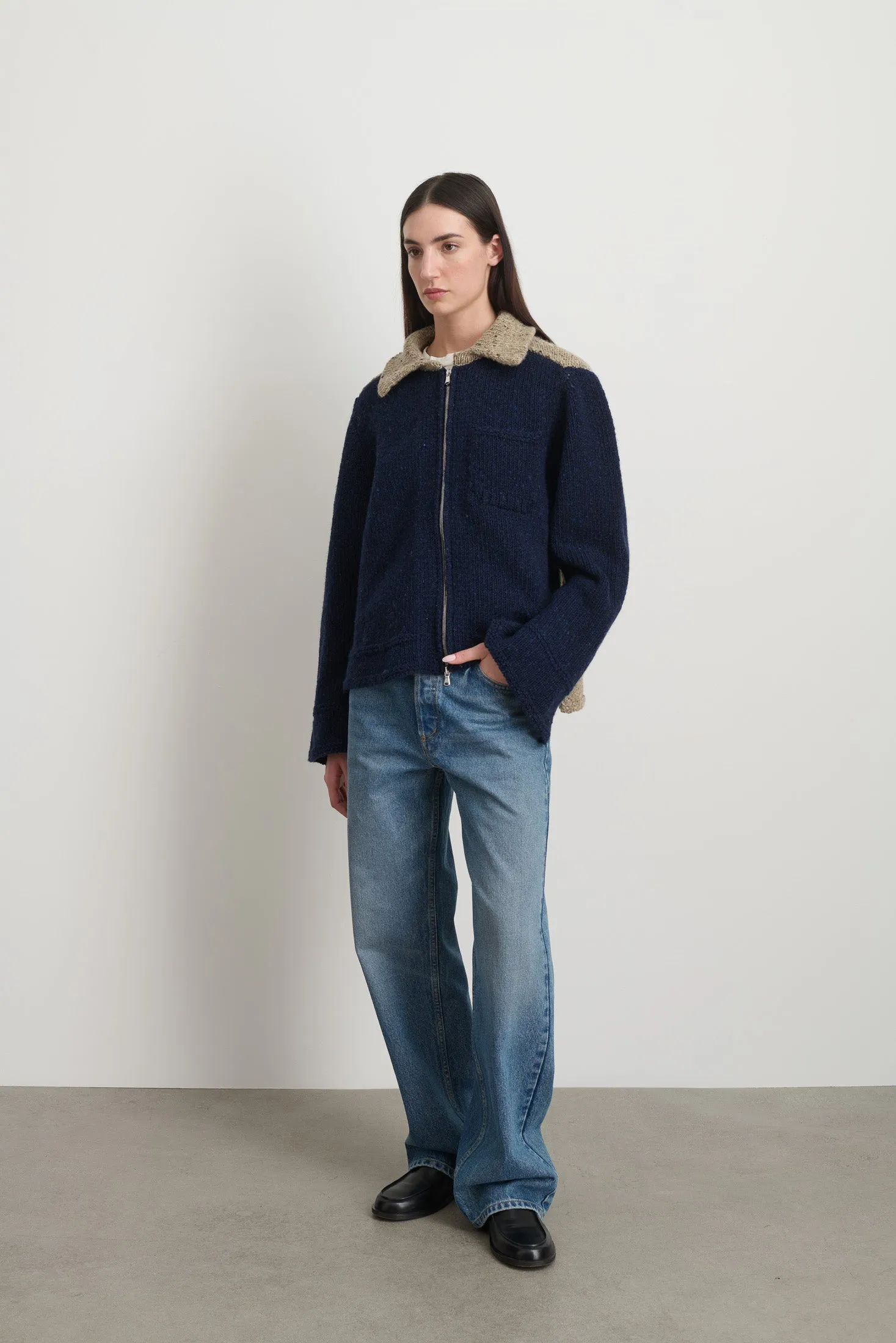 Zip Knit Jacket Marine / Sand Donegal sold by B Sides Jeans product image thumbnail 3