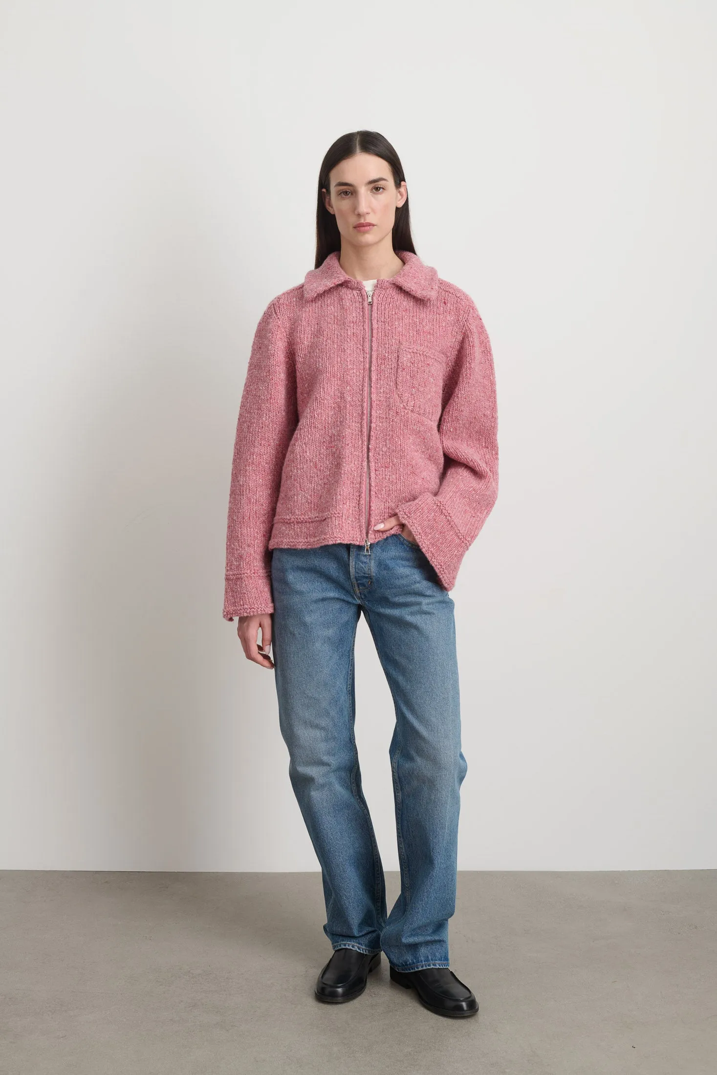 Zip Knit Jacket Cameo Pink Donegal sold by B Sides Jeans product image thumbnail 2