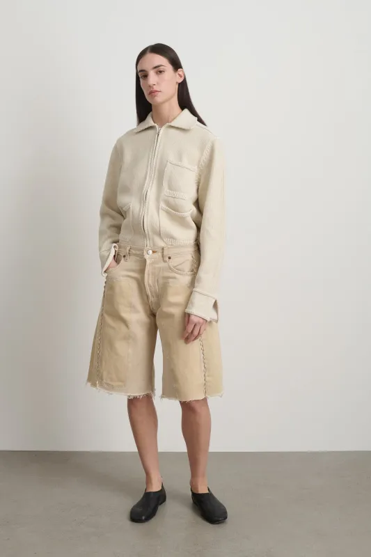 Vintage Lasso Jean Short Vintage Khaki Hand Tatted Lace made by B Sides Jeans