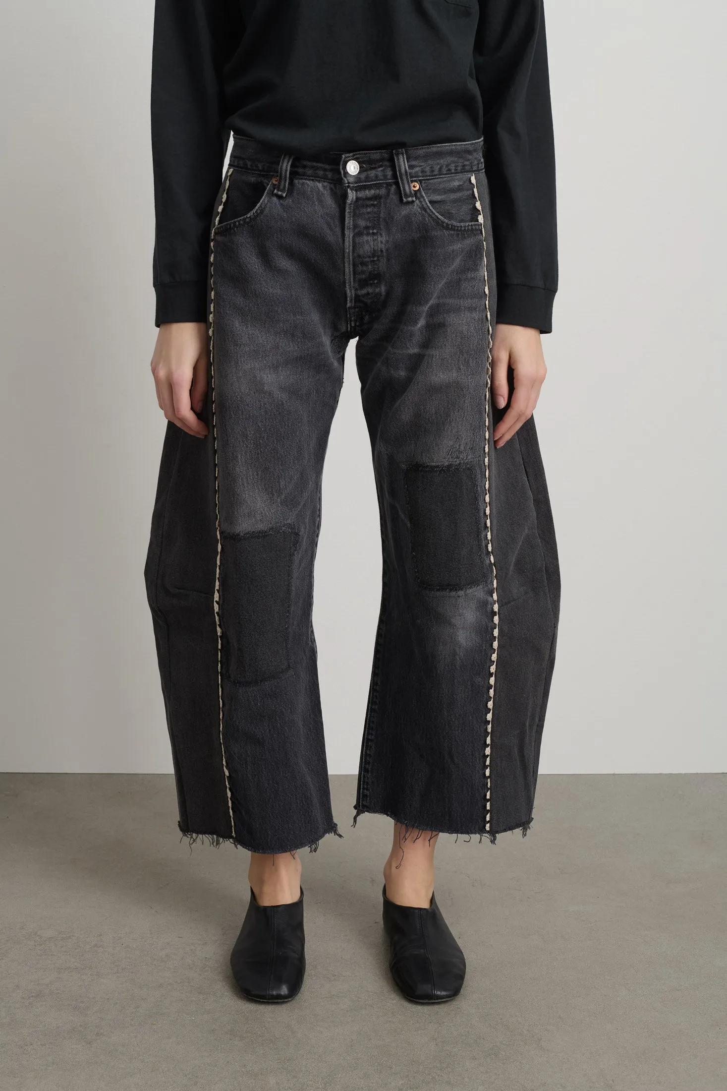 Vintage Lasso Jean Classic Faded Black Hand Tatted Lace sold by B Sides Jeans product image thumbnail 4