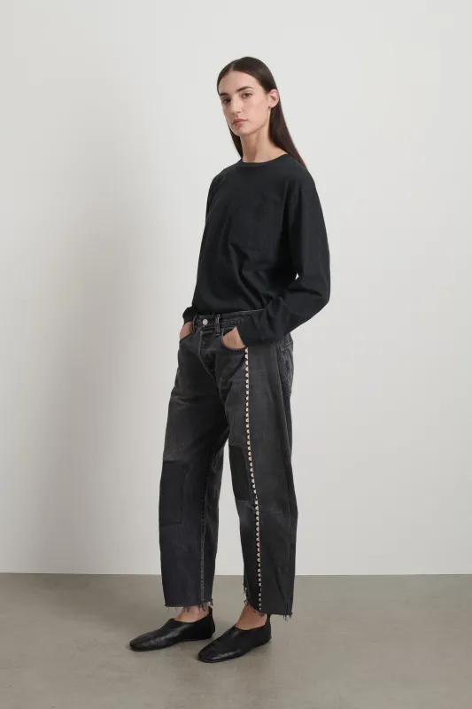 Vintage Lasso Jean Classic Faded Black Hand Tatted Lace made by B Sides Jeans