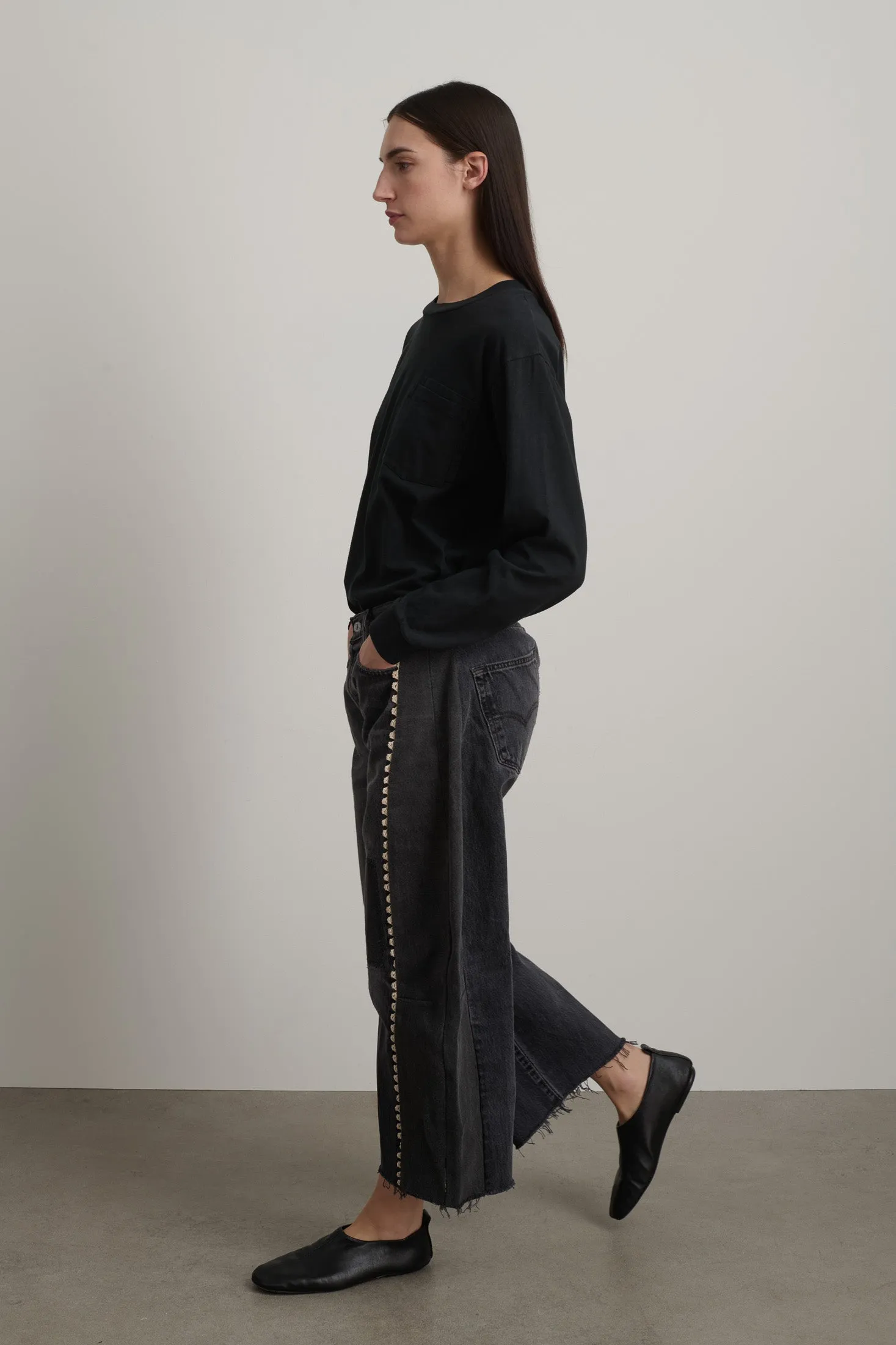 Vintage Lasso Jean Classic Faded Black Hand Tatted Lace sold by B Sides Jeans product image thumbnail 2