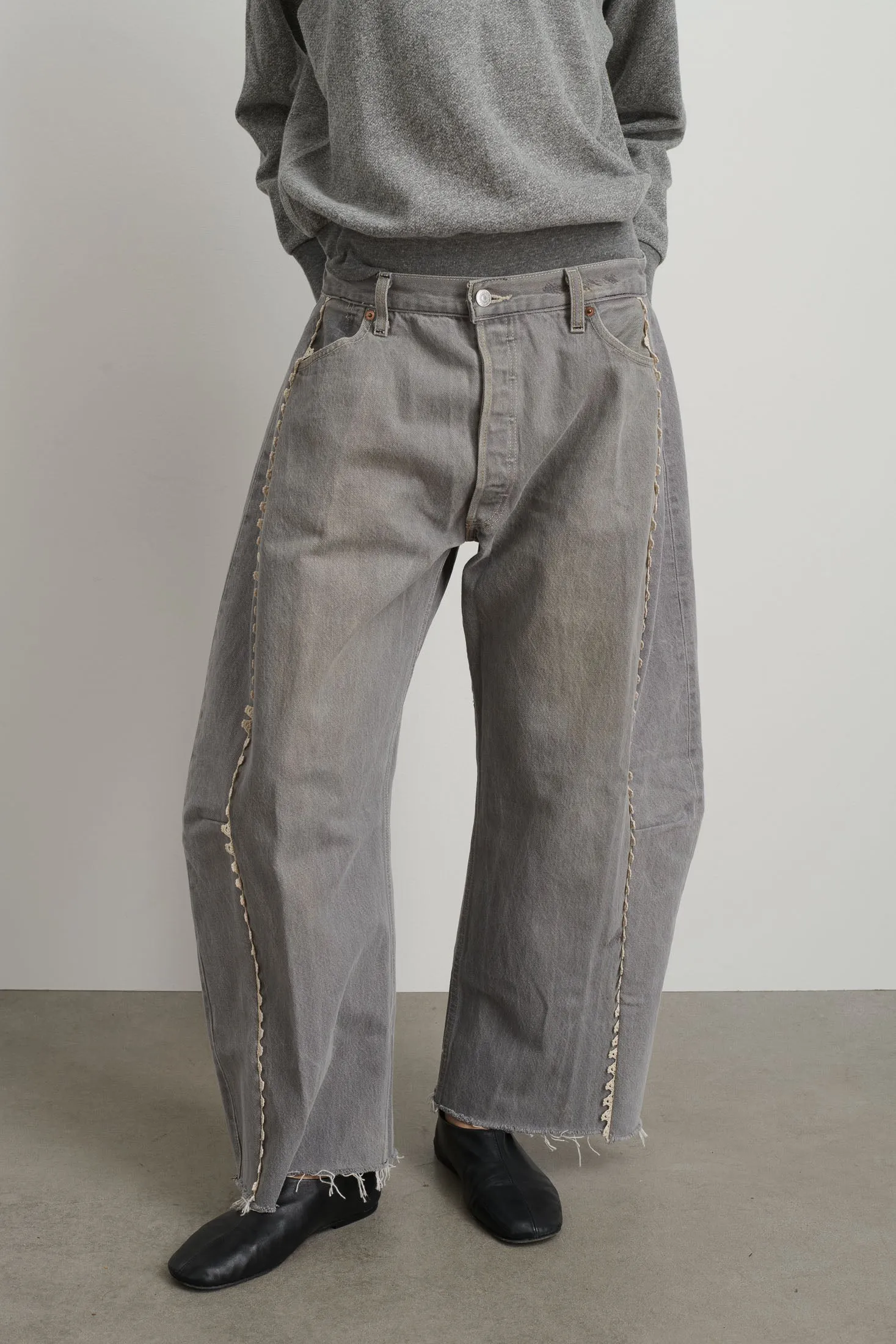 Vintage Lasso Jean Classic Faded Grey Hand Tatted Lace sold by B Sides Jeans product image thumbnail 4