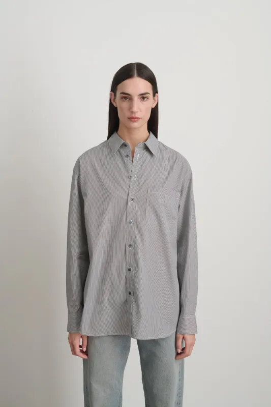 Nolan Shirt Black/White Stripe sold by B Sides Jeans