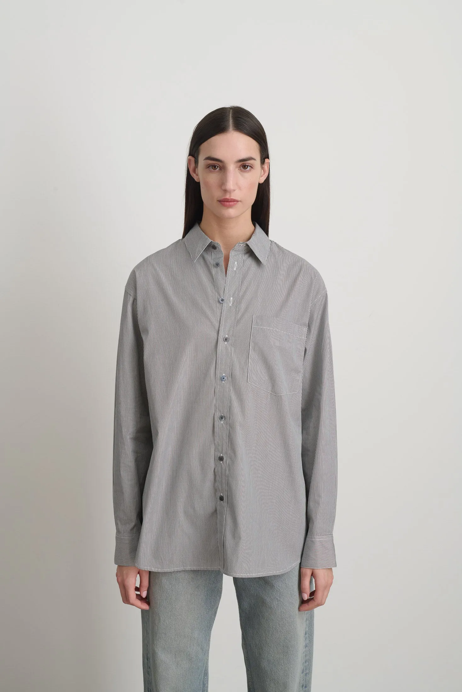 Nolan Shirt Black/White Stripe sold by B Sides Jeans