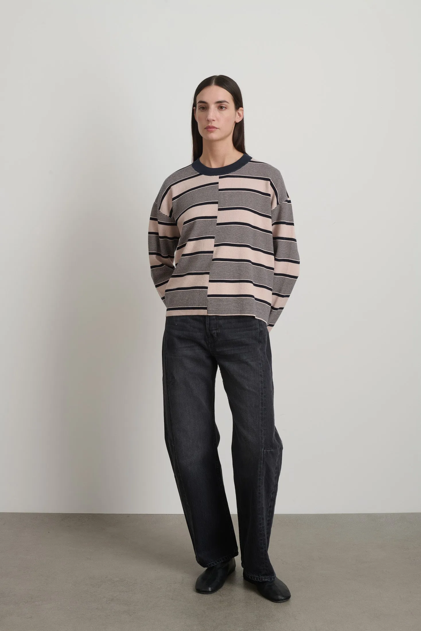 Rugby Crewneck Pink/Navy sold by B Sides Jeans product image thumbnail 3