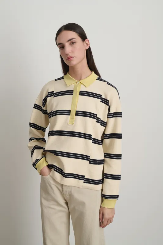 Rugby Shirt White/Navy made by B Sides Jeans