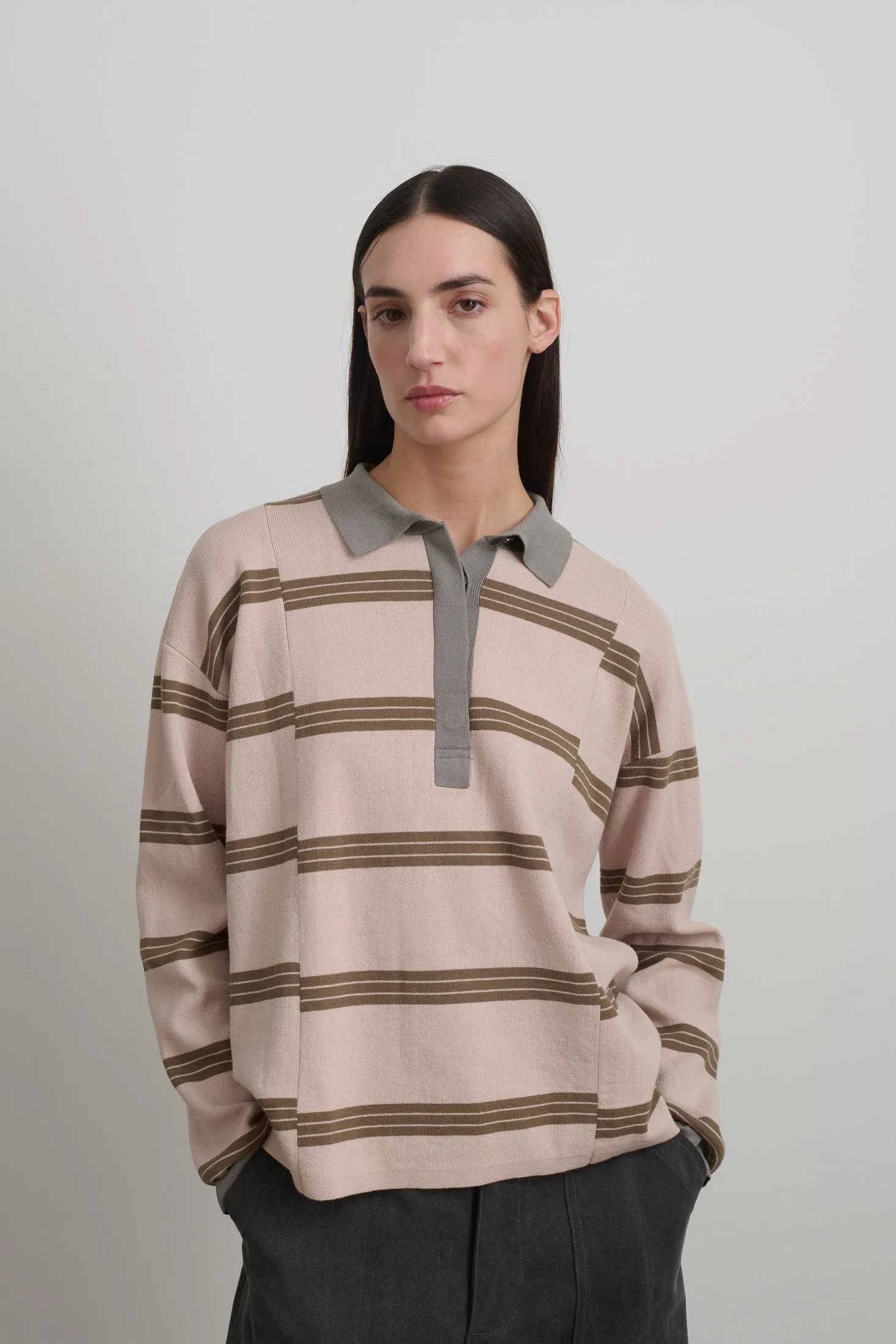 Rugby Shirt Pink/Grey sold by B Sides Jeans