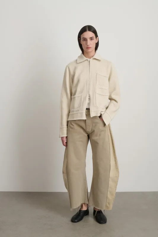 Hand Knit Sweater Jacket Oyster/White made by B Sides Jeans