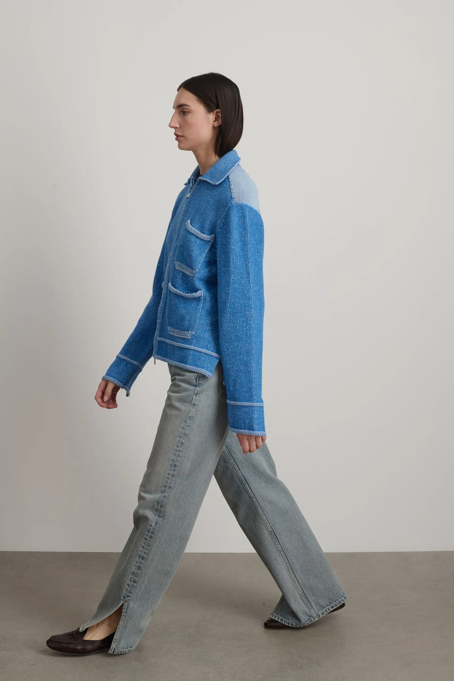 Hand Knit Sweater Jacket Blue/White sold by B Sides Jeans product image thumbnail 4