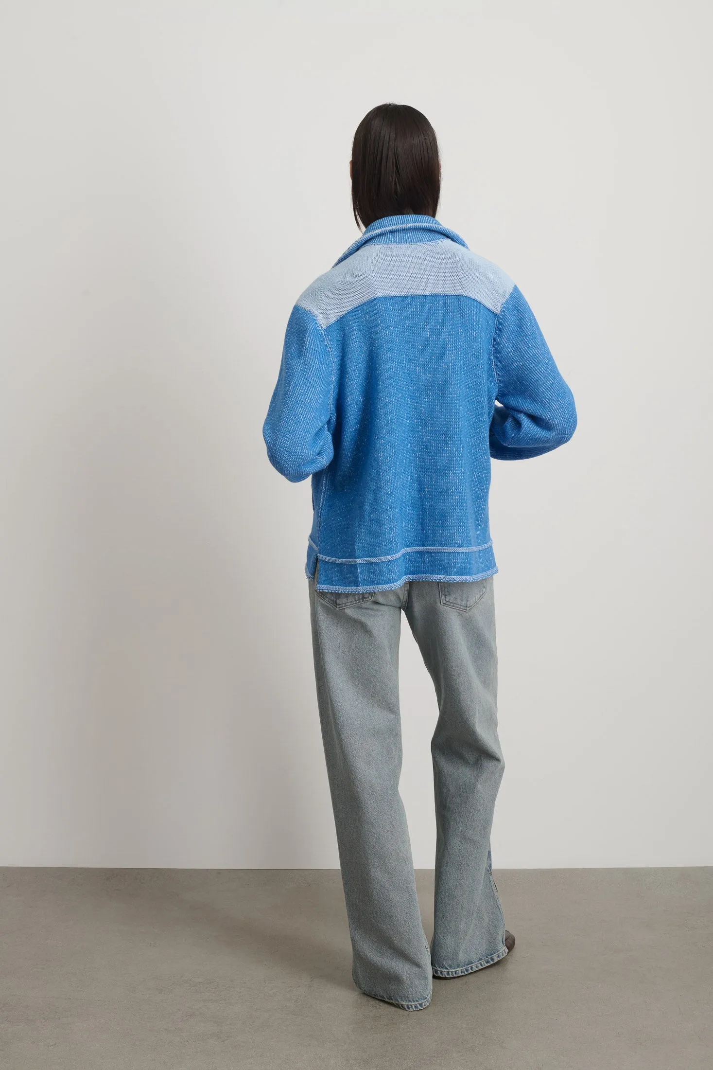 Hand Knit Sweater Jacket Blue/White sold by B Sides Jeans product image thumbnail 3