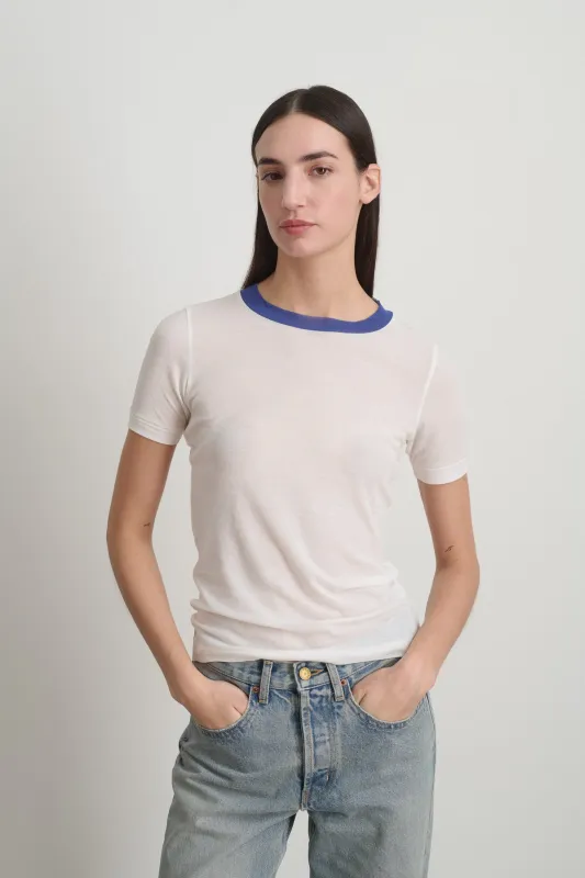 Ringer Tee White/Blue made by B Sides Jeans