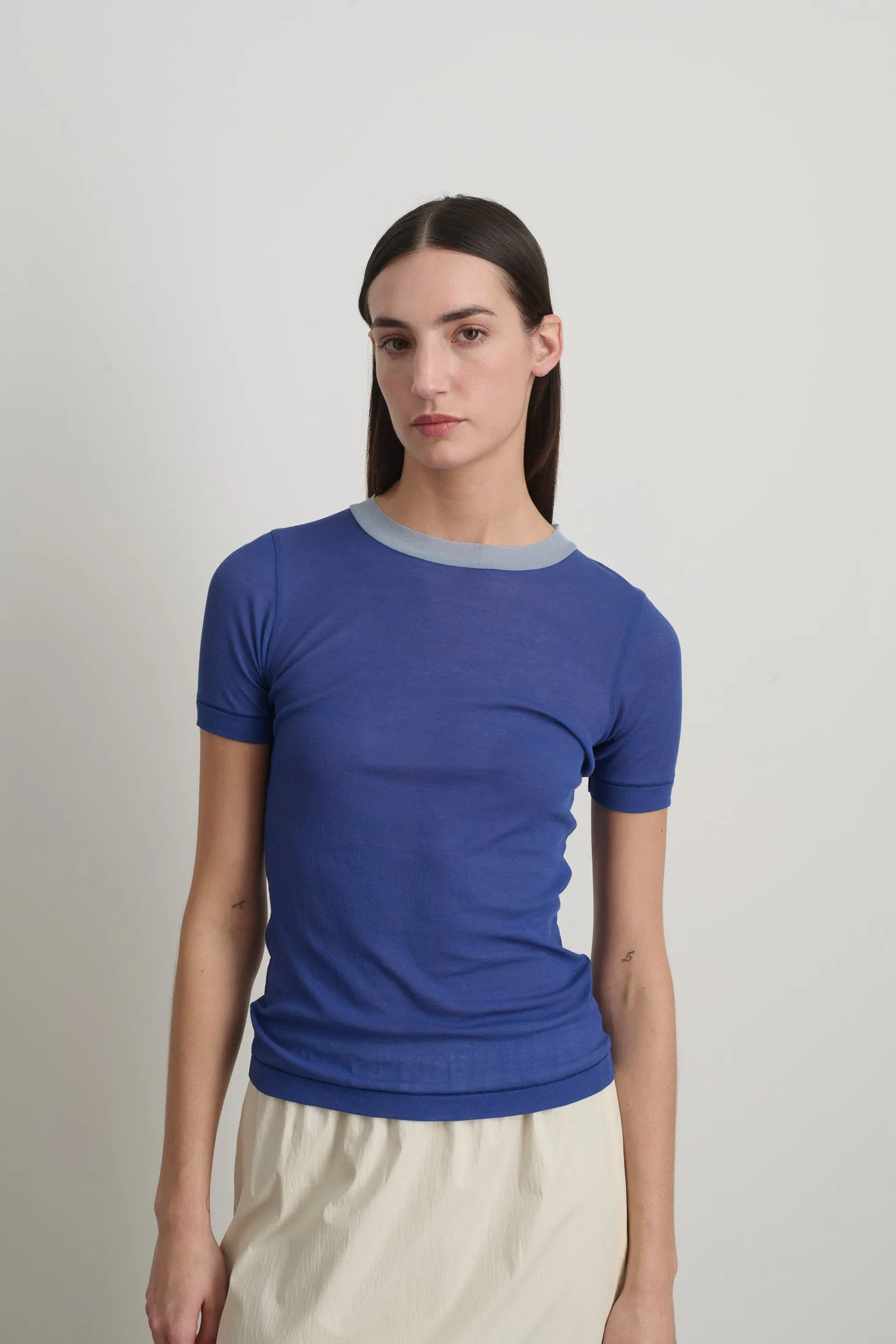 Ringer Tee Bright Blue/Light Blue sold by B Sides Jeans