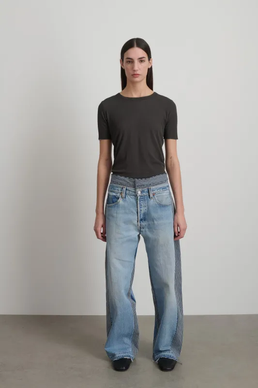 Double Waistband Rework Vintage Indigo / Stripe made by B Sides Jeans