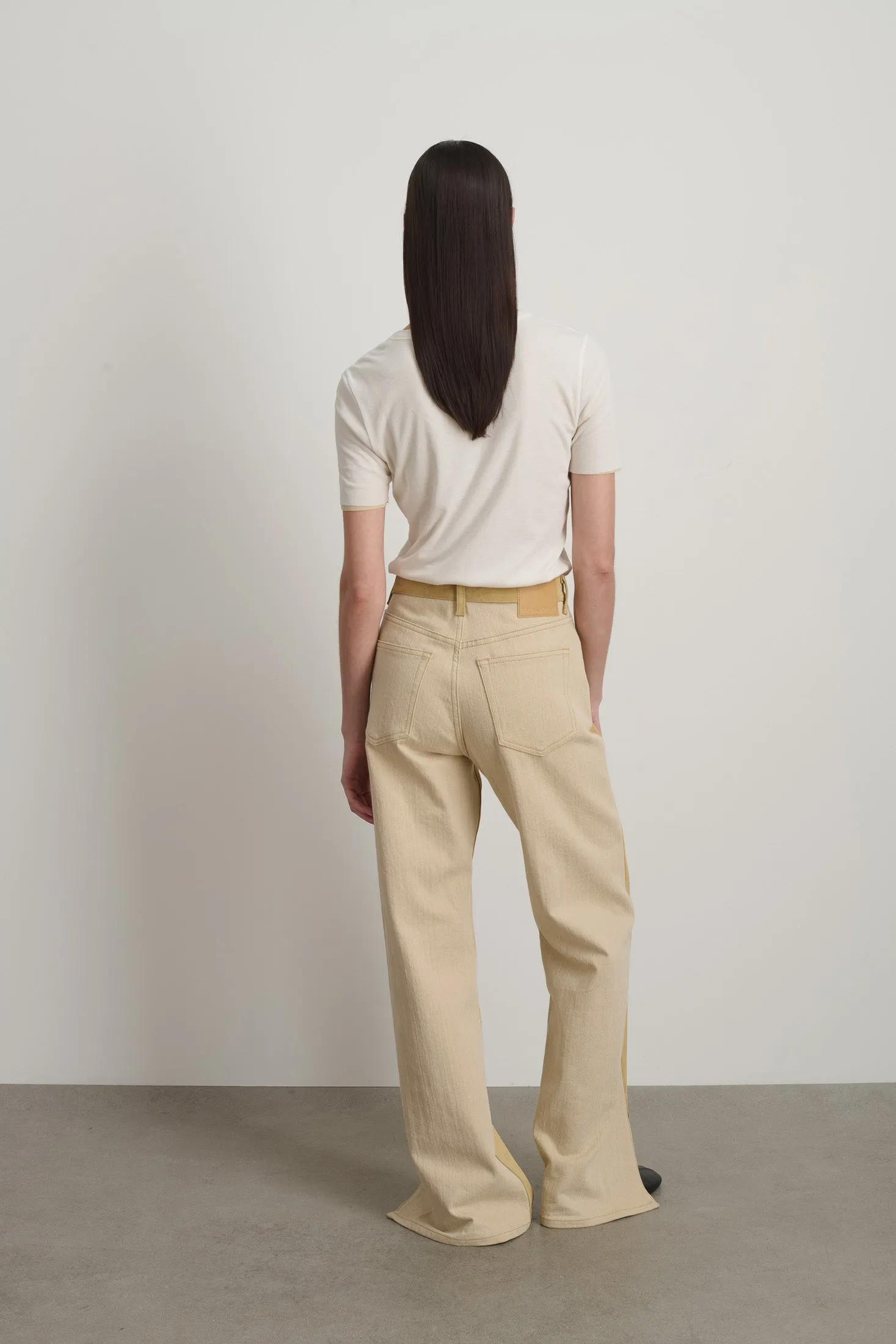 Charlot Split Hem Halfsie Jean Palomino Suede/Khaki sold by B Sides Jeans product image thumbnail 3