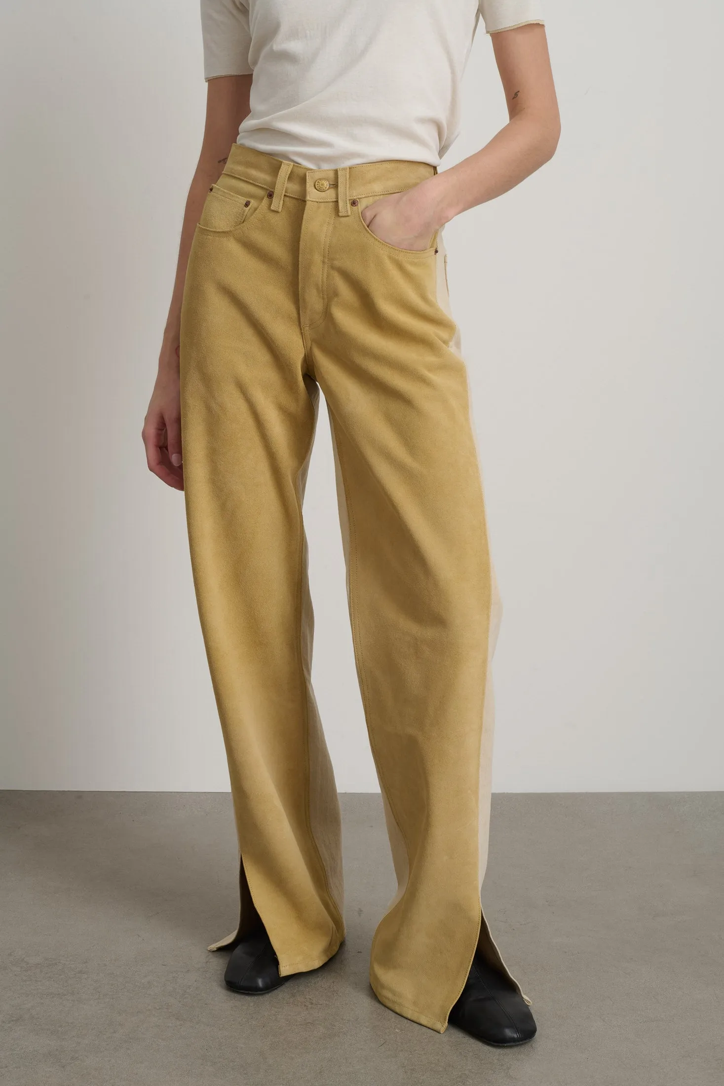 Charlot Split Hem Halfsie Jean Palomino Suede/Khaki sold by B Sides Jeans product image thumbnail 5