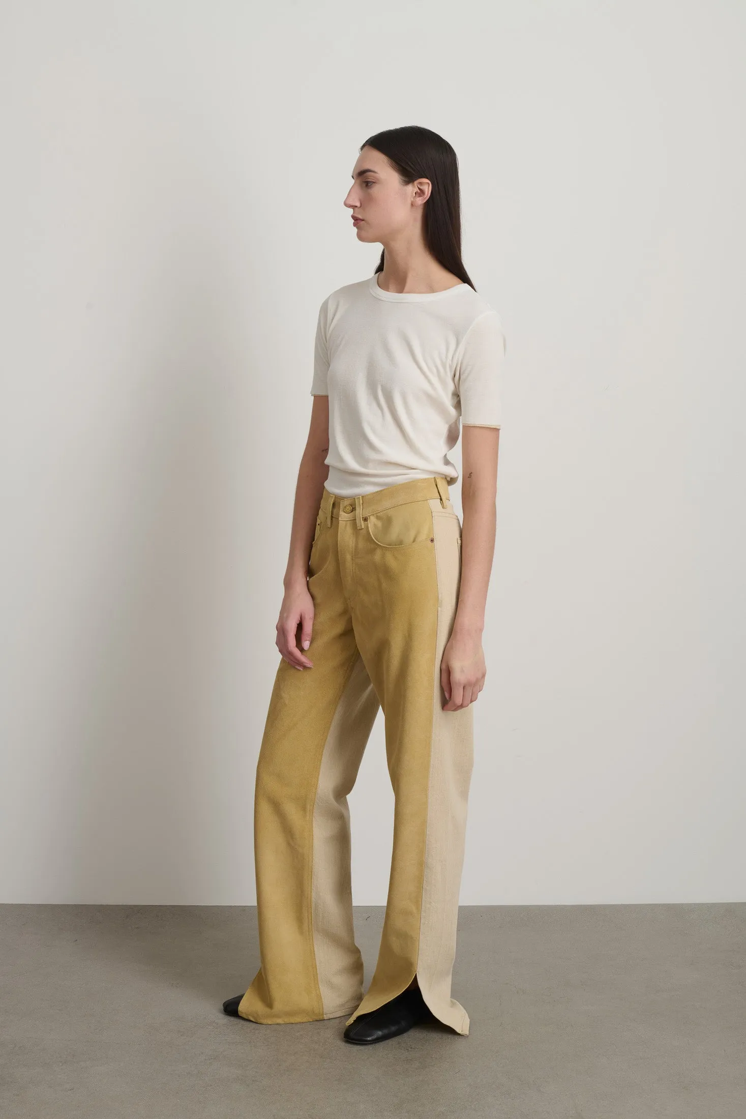 Charlot Split Hem Halfsie Jean Palomino Suede/Khaki sold by B Sides Jeans product image thumbnail 2