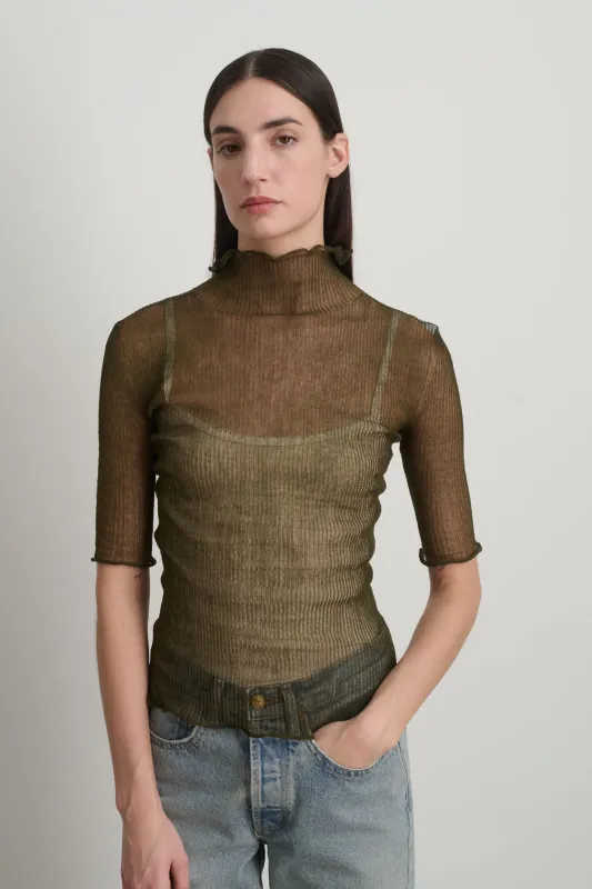 Sheer Turtleneck Olive made by B Sides Jeans