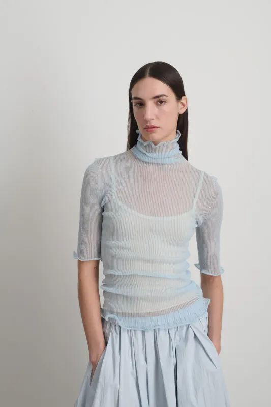 Sheer Turtleneck Pale Blue made by B Sides Jeans
