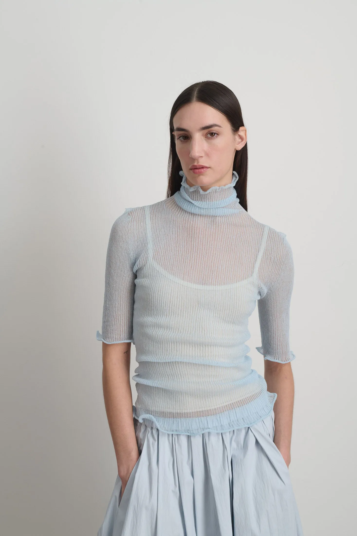 Sheer Turtleneck Pale Blue sold by B Sides Jeans