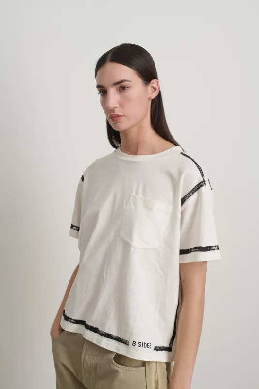 Atlas Pocket Tee White/Black Stripe made by B Sides Jeans