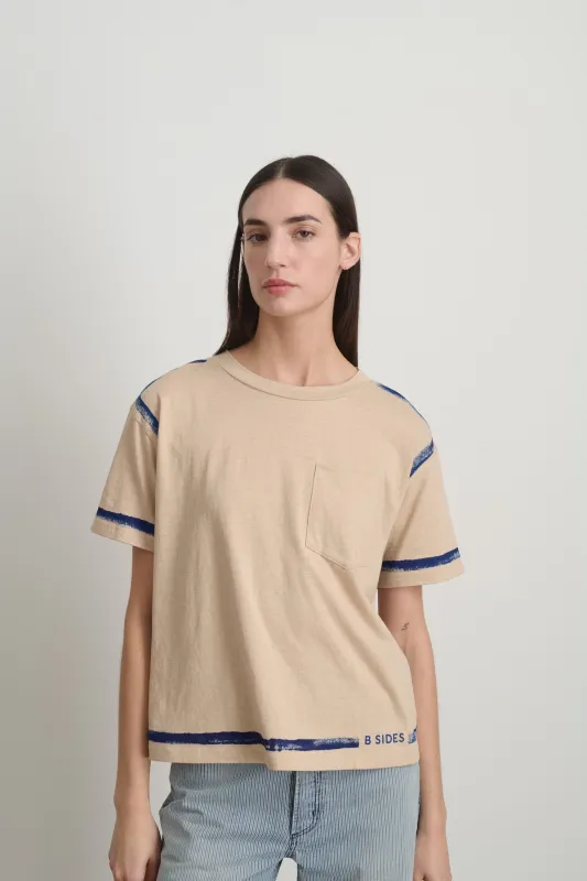 Atlas Pocket Tee Peach/Blue Stripe made by B Sides Jeans