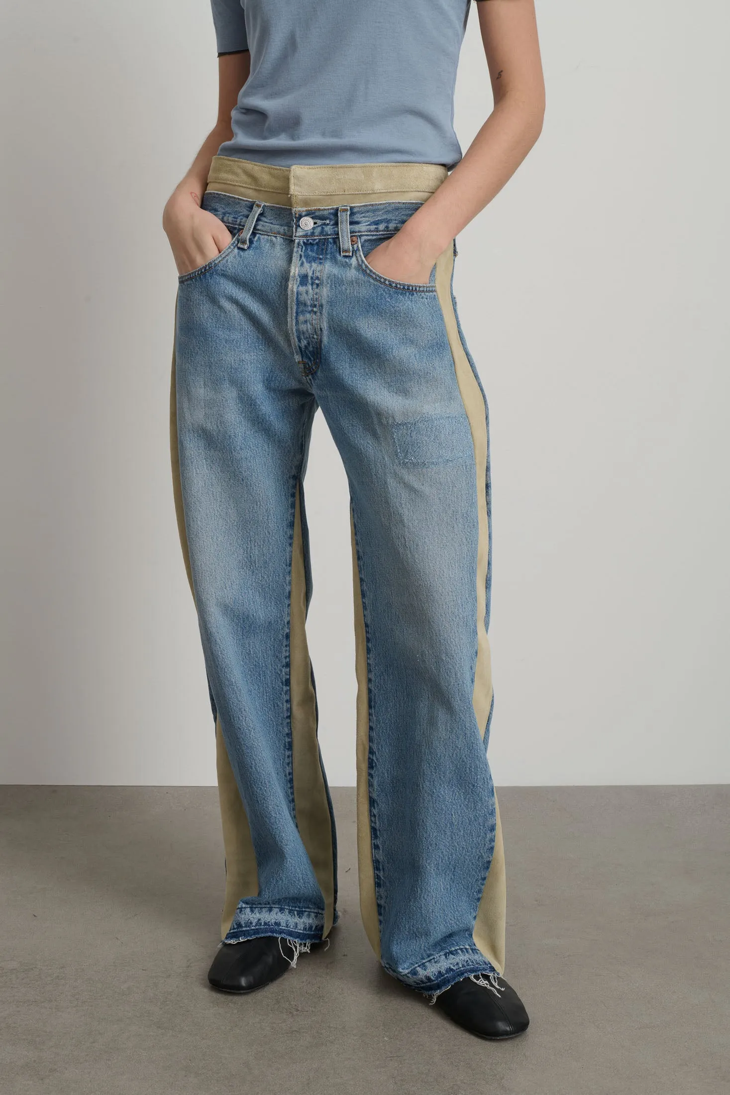 Double Waistband Rework Vintage Indigo / Suede sold by B Sides Jeans product image thumbnail 5