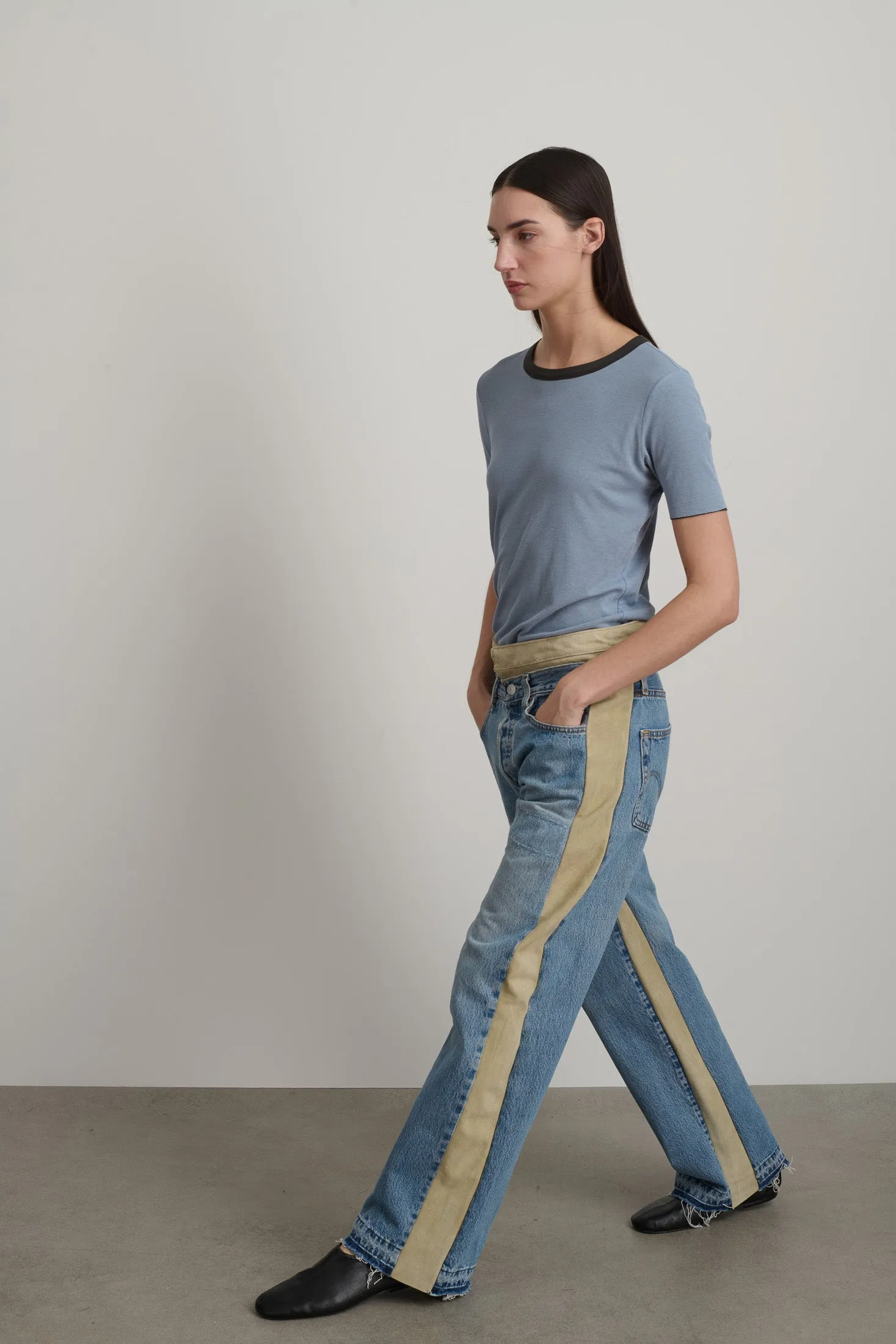 Double Waistband Rework Vintage Indigo / Suede sold by B Sides Jeans product image thumbnail 4