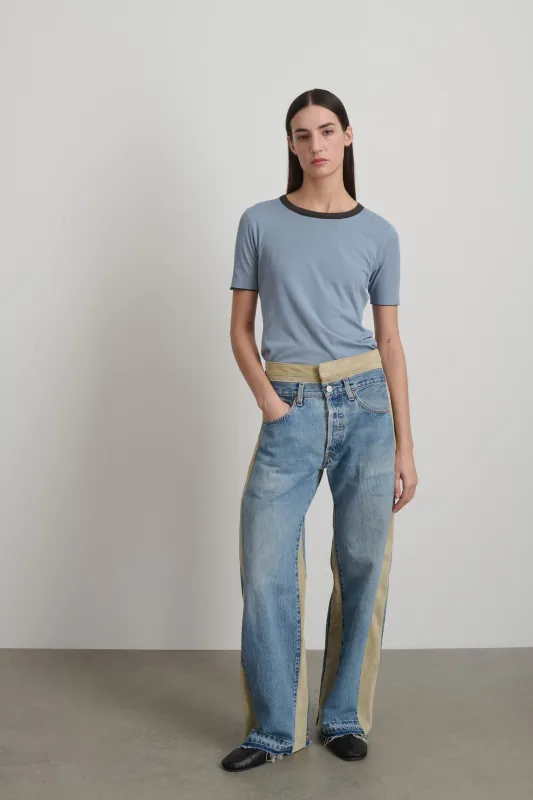 Double Waistband Rework Vintage Indigo / Suede made by B Sides Jeans