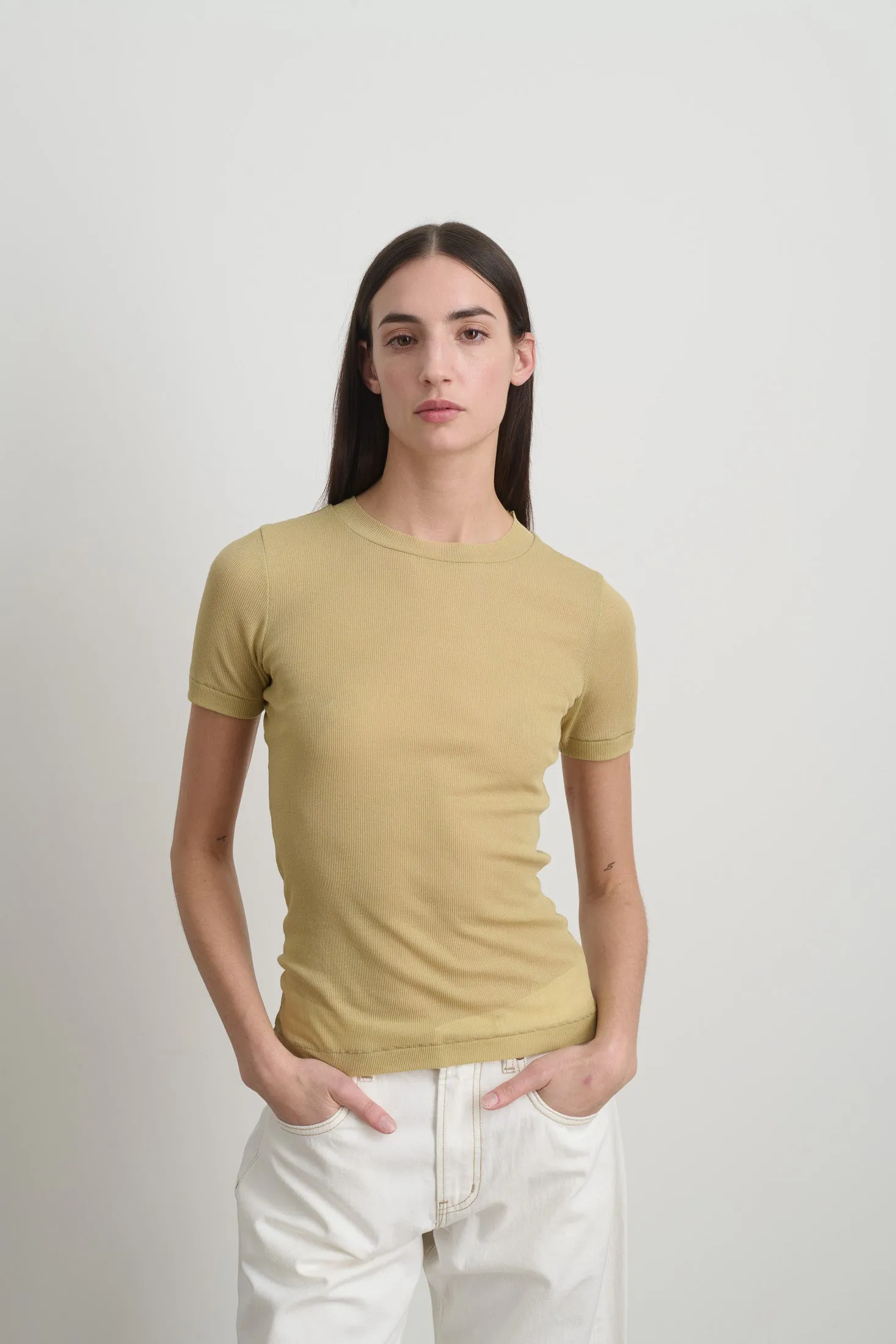 Vivien Rib Tee Honey sold by B Sides Jeans